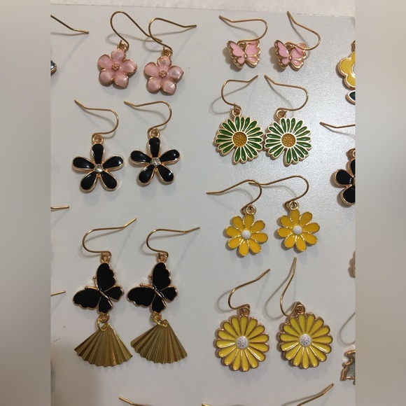 69 Pairs Wholesale Colorful ￼Rose Gold Charm ￼￼Earrings Flowers Butterflies - Picture 5 of 16